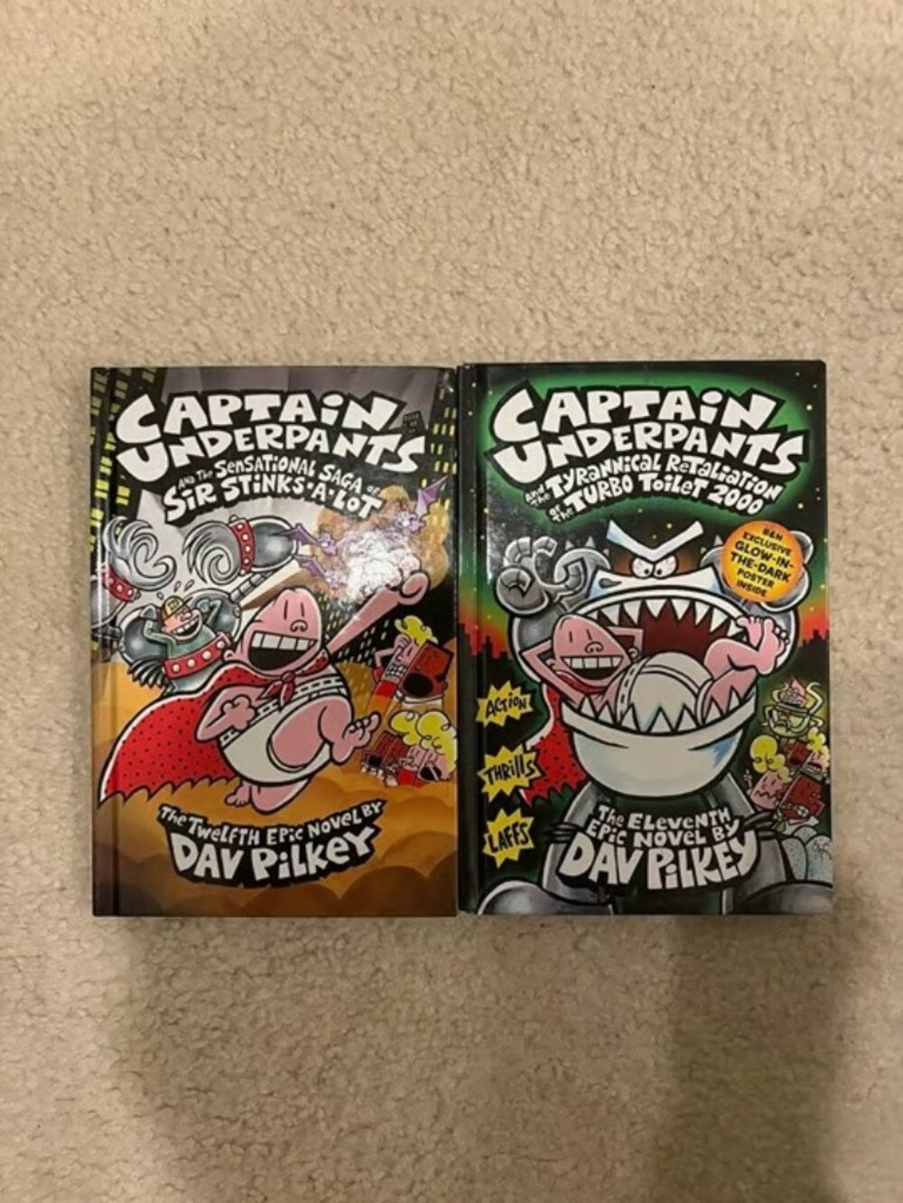 Captain Underpants Hardcover Book Lot of 2 Dav Pilkey Sir Stinks-A-Lot Turbo